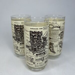 VTG Sears & Roebuck Drinking Glasses Repro of 1908 Catalogue Set of 3 Nostalgic‎